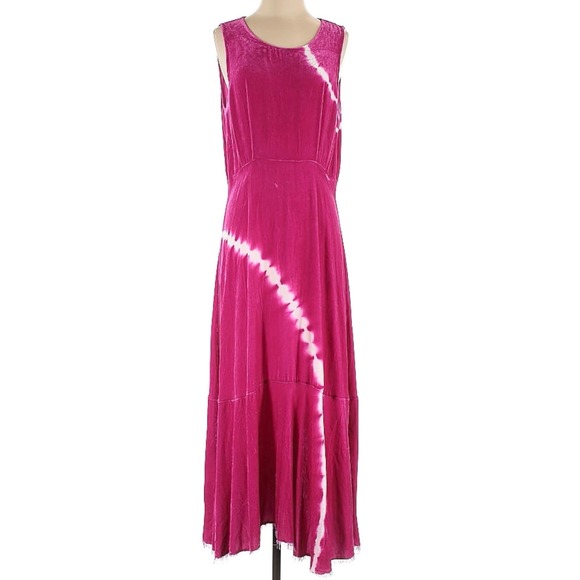 Raquel Allegra Frida Magenta Pink Velvet Lightening Tie Dye Maxi Dress 2… - Picture 6 of 10
